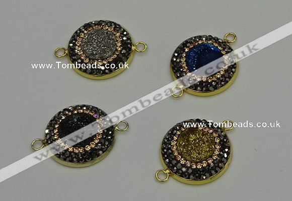 NGC5321 20mm - 22mm coin plated druzy agate connectors