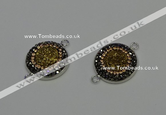 NGC5325 20mm - 22mm coin plated druzy agate connectors