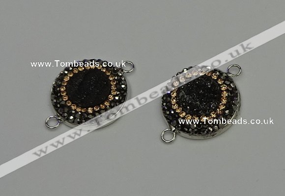 NGC5328 20mm - 22mm coin plated druzy agate connectors