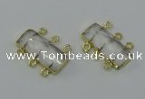 NGC5350 12*30mm - 15*30mm faceted rectangle white crystal connectors