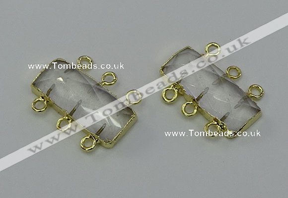 NGC5350 12*30mm - 15*30mm faceted rectangle white crystal connectors