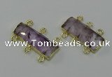 NGC5352 12*30mm - 15*30mm faceted rectangle light amethyst connectors