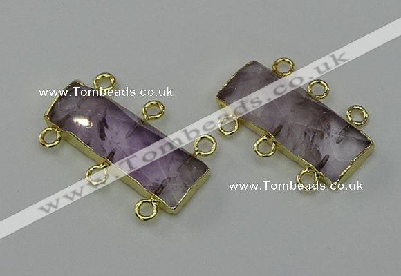 NGC5352 12*30mm - 15*30mm faceted rectangle light amethyst connectors