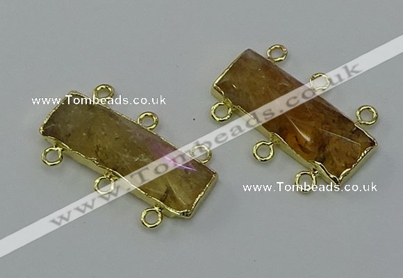 NGC5354 12*30mm - 15*30mm faceted rectangle citrine connectors