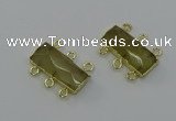 NGC5355 12*30mm - 15*30mm faceted rectangle lemon quartz connectors