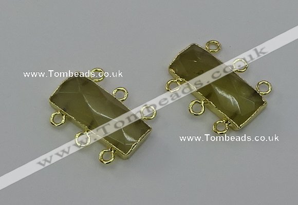 NGC5355 12*30mm - 15*30mm faceted rectangle lemon quartz connectors