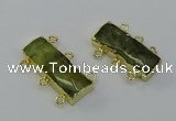 NGC5356 12*30mm - 15*30mm rectangle green rutilated quartz connectors