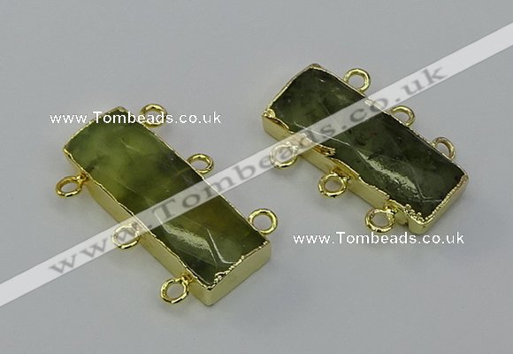 NGC5356 12*30mm - 15*30mm rectangle green rutilated quartz connectors