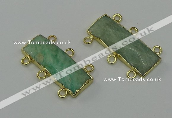 NGC5359 12*30mm - 15*30mm faceted rectangle amazonite connectors