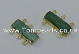 NGC5361 12*30mm - 15*30mm faceted rectangle green aventurine connectors