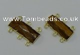 NGC5363 12*30mm - 15*30mm faceted rectangle yellow tiger eye connectors