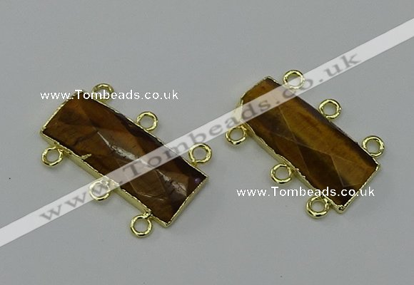 NGC5363 12*30mm - 15*30mm faceted rectangle yellow tiger eye connectors