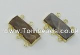 NGC5365 12*30mm - 15*30mm faceted rectangle moonstone connectors