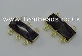 NGC5367 12*30mm - 15*30mm faceted rectangle amethyst connectors