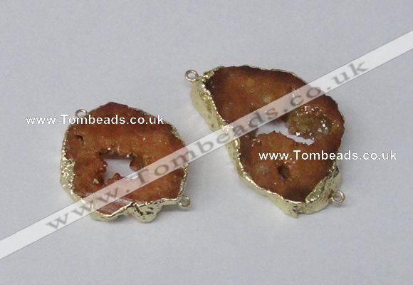 NGC537 25*35mm - 35*45mm plated druzy agate gemstone connectors