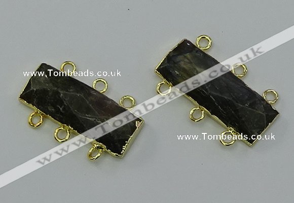 NGC5370 12*30mm - 15*30mm faceted rectangle labradorite connectors