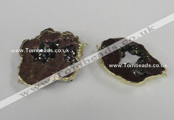 NGC538 25*35mm - 35*45mm plated druzy agate gemstone connectors