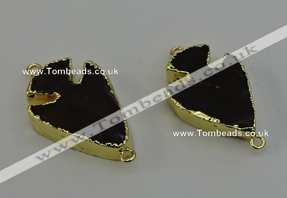 NGC5386 20*35mm - 25*40mm arrowhead smoky quartz connectors