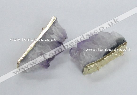 NGC541 30*50mm - 30*65mm freeform druzy amethyst connectors