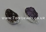 NGC5455 20*25mm - 20*30mm freeform druzy amethyst connectors