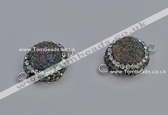 NGC5463 14mm - 15mm flower plated druzy agate connectors wholesale