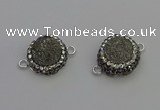 NGC5464 14mm - 15mm flower plated druzy agate connectors wholesale