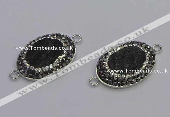 NGC5471 18*25mm oval plated druzy agate gemstone connectors