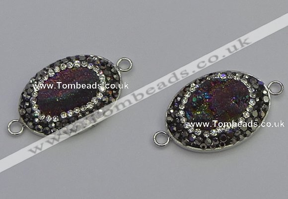 NGC5473 18*25mm oval plated druzy agate gemstone connectors