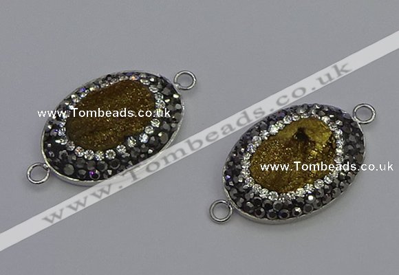 NGC5475 18*25mm oval plated druzy agate gemstone connectors