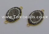 NGC5480 18*25mm oval plated druzy agate gemstone connectors