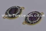 NGC5483 18*25mm oval plated druzy agate gemstone connectors