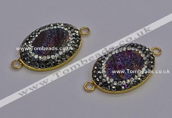 NGC5483 18*25mm oval plated druzy agate gemstone connectors