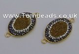 NGC5486 18*25mm oval plated druzy agate gemstone connectors