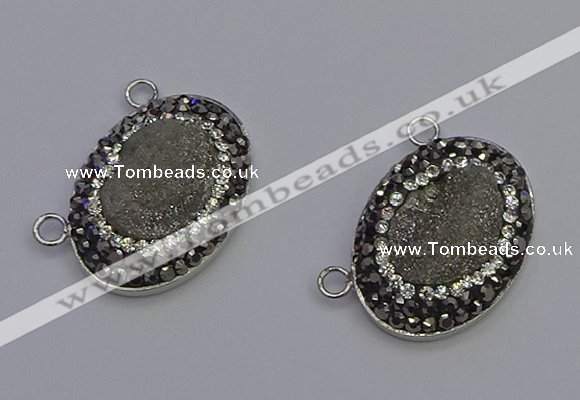 NGC5490 18*25mm oval plated druzy agate gemstone connectors