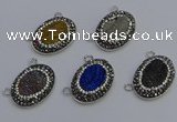 NGC5498 18*25mm oval plated druzy agate gemstone connectors