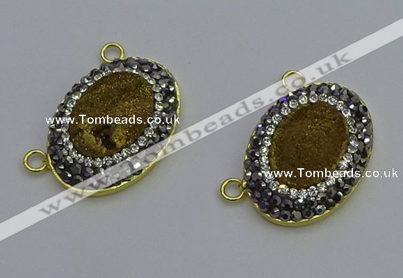 NGC5506 18*25mm oval plated druzy agate gemstone connectors