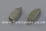 NGC5548 10*22mm - 12*25mm freeform plated druzy quartz connectors