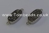 NGC5549 10*22mm - 12*25mm freeform plated druzy quartz connectors