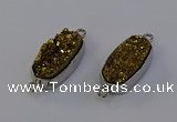 NGC5550 10*22mm - 12*25mm freeform plated druzy quartz connectors