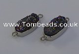 NGC5552 10*22mm - 12*25mm freeform plated druzy quartz connectors