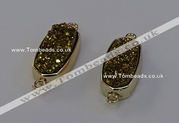 NGC5561 10*22mm - 12*25mm freeform plated druzy quartz connectors