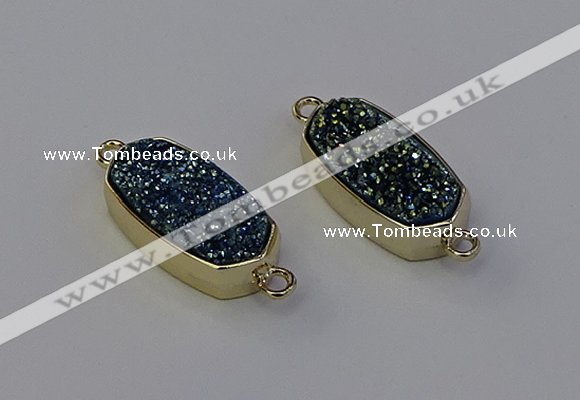 NGC5562 10*22mm - 12*25mm freeform plated druzy quartz connectors