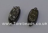 NGC5571 10*22mm - 12*25mm freeform plated druzy quartz connectors