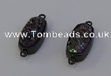 NGC5574 10*22mm - 12*25mm freeform plated druzy quartz connectors