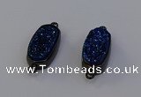 NGC5575 10*22mm - 12*25mm freeform plated druzy quartz connectors