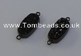 NGC5577 10*22mm - 12*25mm freeform plated druzy quartz connectors