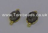 NGC5582 12*16mm oval plated druzy agate connectors wholesale