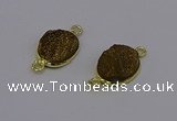 NGC5583 12*16mm oval plated druzy agate connectors wholesale