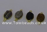 NGC5591 12*16mm oval plated druzy agate connectors wholesale