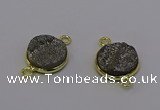 NGC5594 15mm - 16mm coin plated druzy agate connectors wholesale